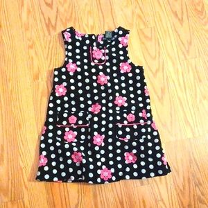 Lydia Jane corduroy dress size 2t black with pink flowers